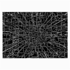 Black Abstract Structure Pattern Large Glasses Cloth by BangZart