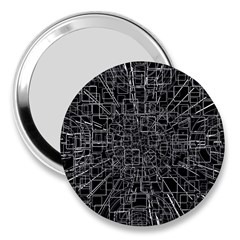 Black Abstract Structure Pattern 3  Handbag Mirrors by BangZart