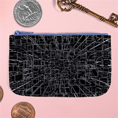 Black Abstract Structure Pattern Large Coin Purse by BangZart