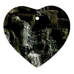 Water Waterfall Nature Splash Flow Heart Ornament (two Sides) by BangZart