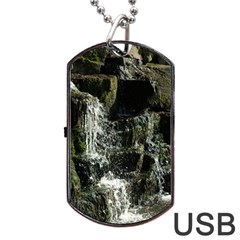 Water Waterfall Nature Splash Flow Dog Tag Usb Flash (two Sides) by BangZart