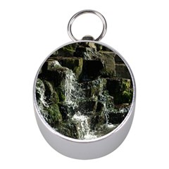 Water Waterfall Nature Splash Flow Mini Silver Compasses by BangZart