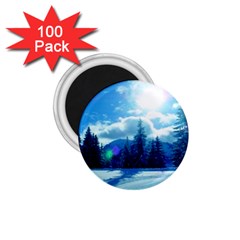 Ski Holidays Landscape Blue 1 75  Magnets (100 Pack)  by BangZart