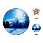 Ski Holidays Landscape Blue Playing Cards (Round)  Front