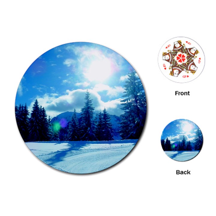 Ski Holidays Landscape Blue Playing Cards (Round) 