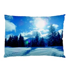 Ski Holidays Landscape Blue Pillow Case by BangZart