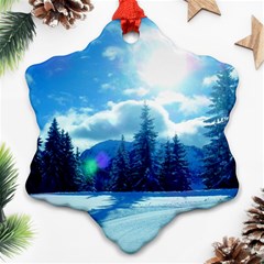 Ski Holidays Landscape Blue Ornament (snowflake) by BangZart