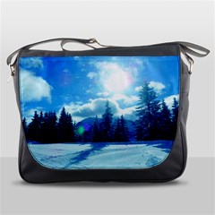 Ski Holidays Landscape Blue Messenger Bags by BangZart