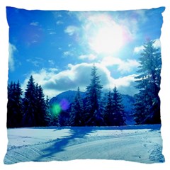 Ski Holidays Landscape Blue Large Cushion Case (one Side) by BangZart