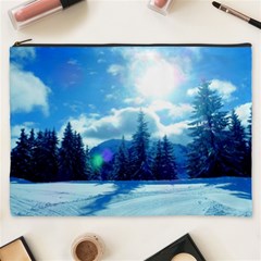 Ski Holidays Landscape Blue Cosmetic Bag (xxxl)  by BangZart