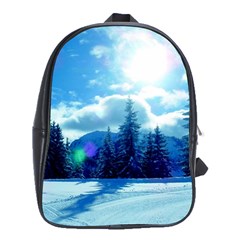 Ski Holidays Landscape Blue School Bag (xl) by BangZart