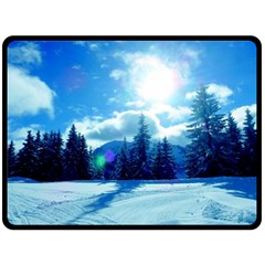 Ski Holidays Landscape Blue Double Sided Fleece Blanket (large)  by BangZart