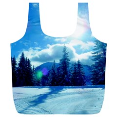 Ski Holidays Landscape Blue Full Print Recycle Bags (l)  by BangZart