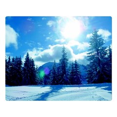 Ski Holidays Landscape Blue Double Sided Flano Blanket (large) 