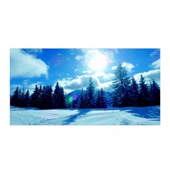 Ski Holidays Landscape Blue Satin Wrap by BangZart