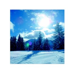 Ski Holidays Landscape Blue Small Satin Scarf (square) by BangZart