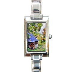 Landscape Blue Shed Scenery Wood Rectangle Italian Charm Watch by BangZart