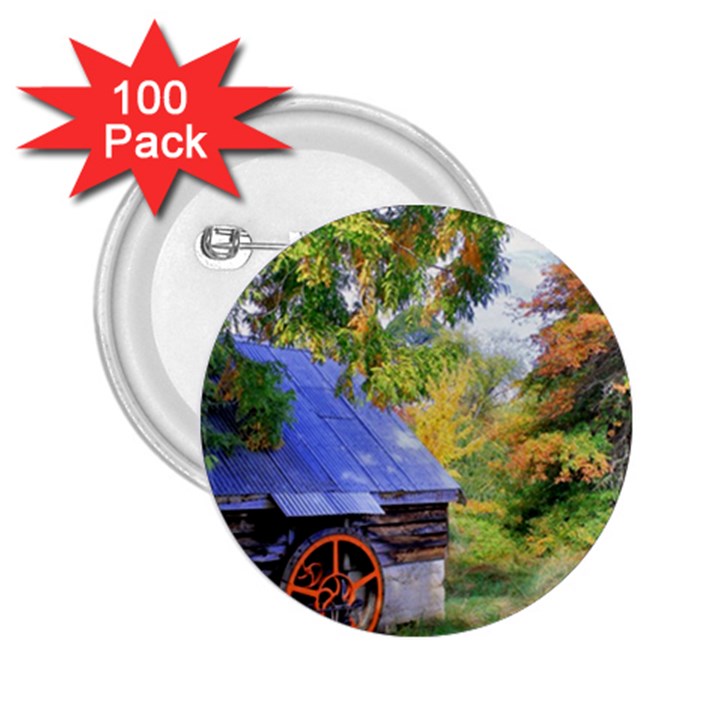 Landscape Blue Shed Scenery Wood 2.25  Buttons (100 pack) 