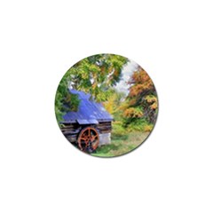 Landscape Blue Shed Scenery Wood Golf Ball Marker