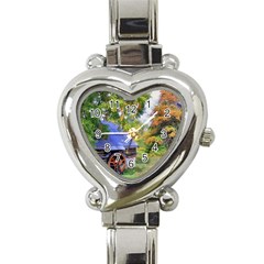 Landscape Blue Shed Scenery Wood Heart Italian Charm Watch by BangZart