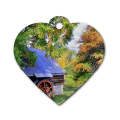 Landscape Blue Shed Scenery Wood Dog Tag Heart (one Side) by BangZart