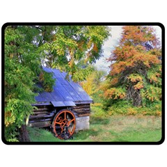 Landscape Blue Shed Scenery Wood Fleece Blanket (large)  by BangZart