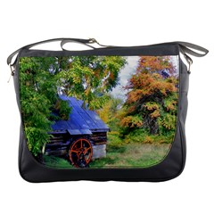 Landscape Blue Shed Scenery Wood Messenger Bags by BangZart