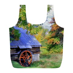 Landscape Blue Shed Scenery Wood Full Print Recycle Bags (l)  by BangZart