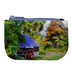 Landscape Blue Shed Scenery Wood Large Coin Purse by BangZart