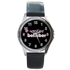 Verified Belieber Round Metal Watch by Valentinaart