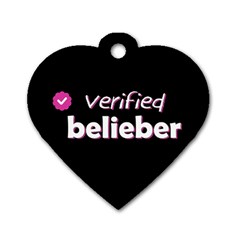 Verified Belieber Dog Tag Heart (two Sides) by Valentinaart