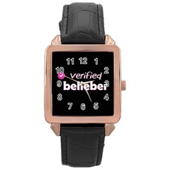 Verified Belieber Rose Gold Leather Watch  by Valentinaart