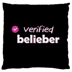 Verified Belieber Large Flano Cushion Case (one Side) by Valentinaart