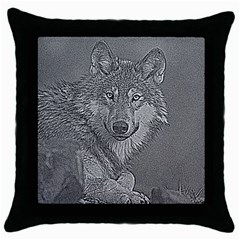 Wolf Forest Animals Throw Pillow Case (black) by BangZart