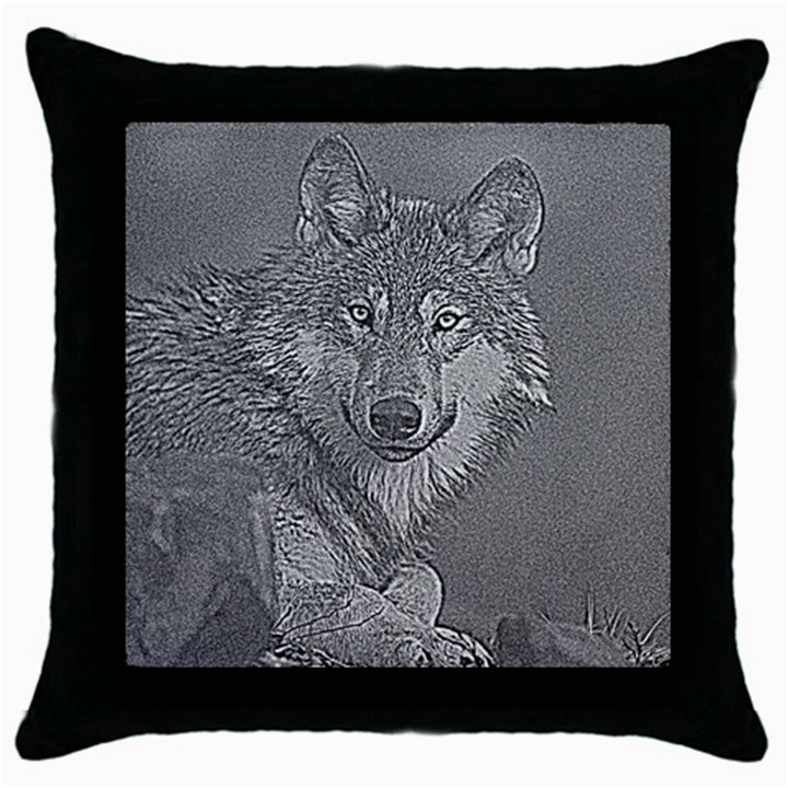 Wolf Forest Animals Throw Pillow Case (Black)