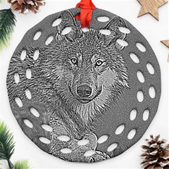 Wolf Forest Animals Round Filigree Ornament (two Sides) by BangZart