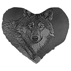 Wolf Forest Animals Large 19  Premium Flano Heart Shape Cushions by BangZart