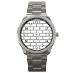 Wall Pattern Rectangle Brick Sport Metal Watch Front