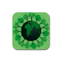 Earth Forest Forestry Lush Green Rubber Square Coaster (4 Pack)  by BangZart