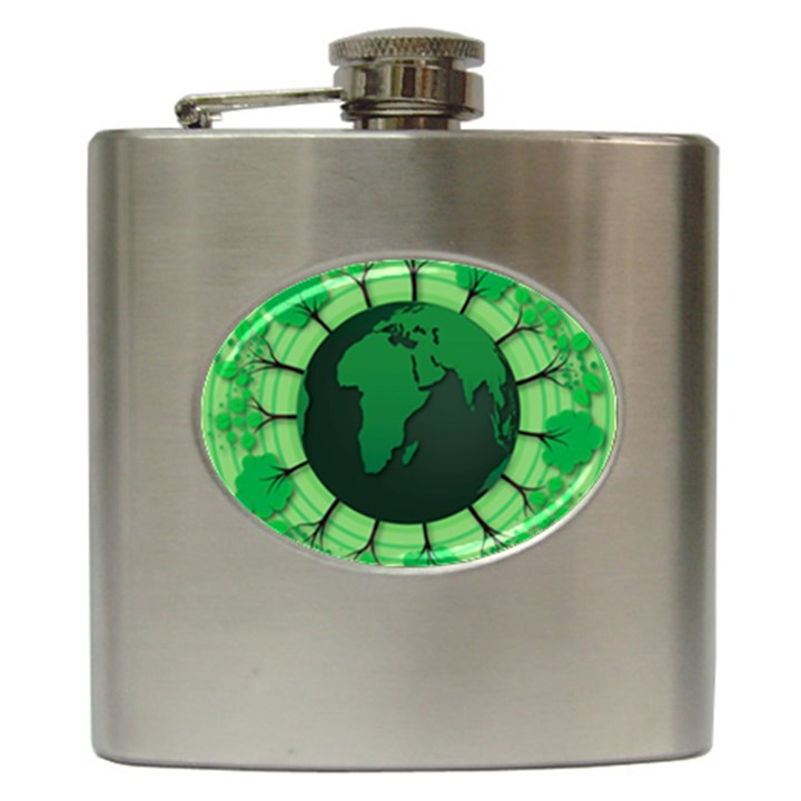 Earth Forest Forestry Lush Green Hip Flask (6 oz)