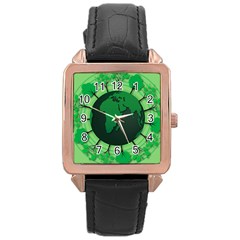 Earth Forest Forestry Lush Green Rose Gold Leather Watch  by BangZart