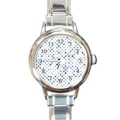 Star Curved Background Blue Round Italian Charm Watch by BangZart