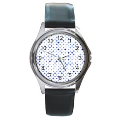 Star Curved Background Blue Round Metal Watch by BangZart