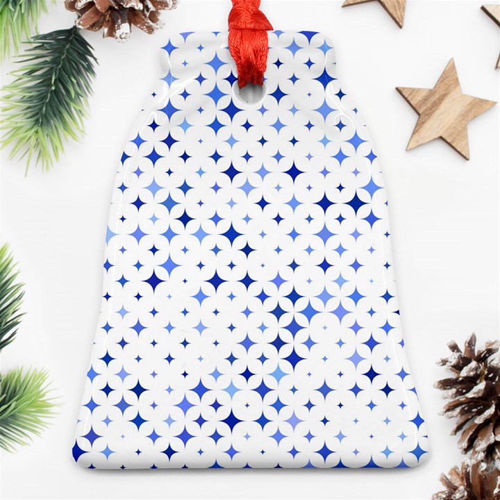 Star Curved Background Blue Bell Ornament (Two Sides)