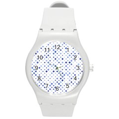 Star Curved Background Blue Round Plastic Sport Watch (m) by BangZart