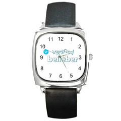 Verified Belieber Square Metal Watch by Valentinaart