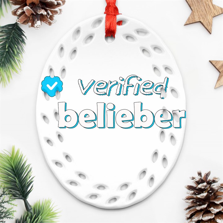 Verified Belieber Oval Filigree Ornament (Two Sides)