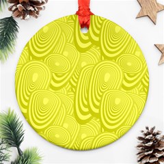 Yellow Oval Ellipse Egg Elliptical Ornament (round) by BangZart