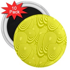 Yellow Oval Ellipse Egg Elliptical 3  Magnets (10 Pack)  by BangZart