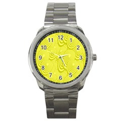 Yellow Oval Ellipse Egg Elliptical Sport Metal Watch